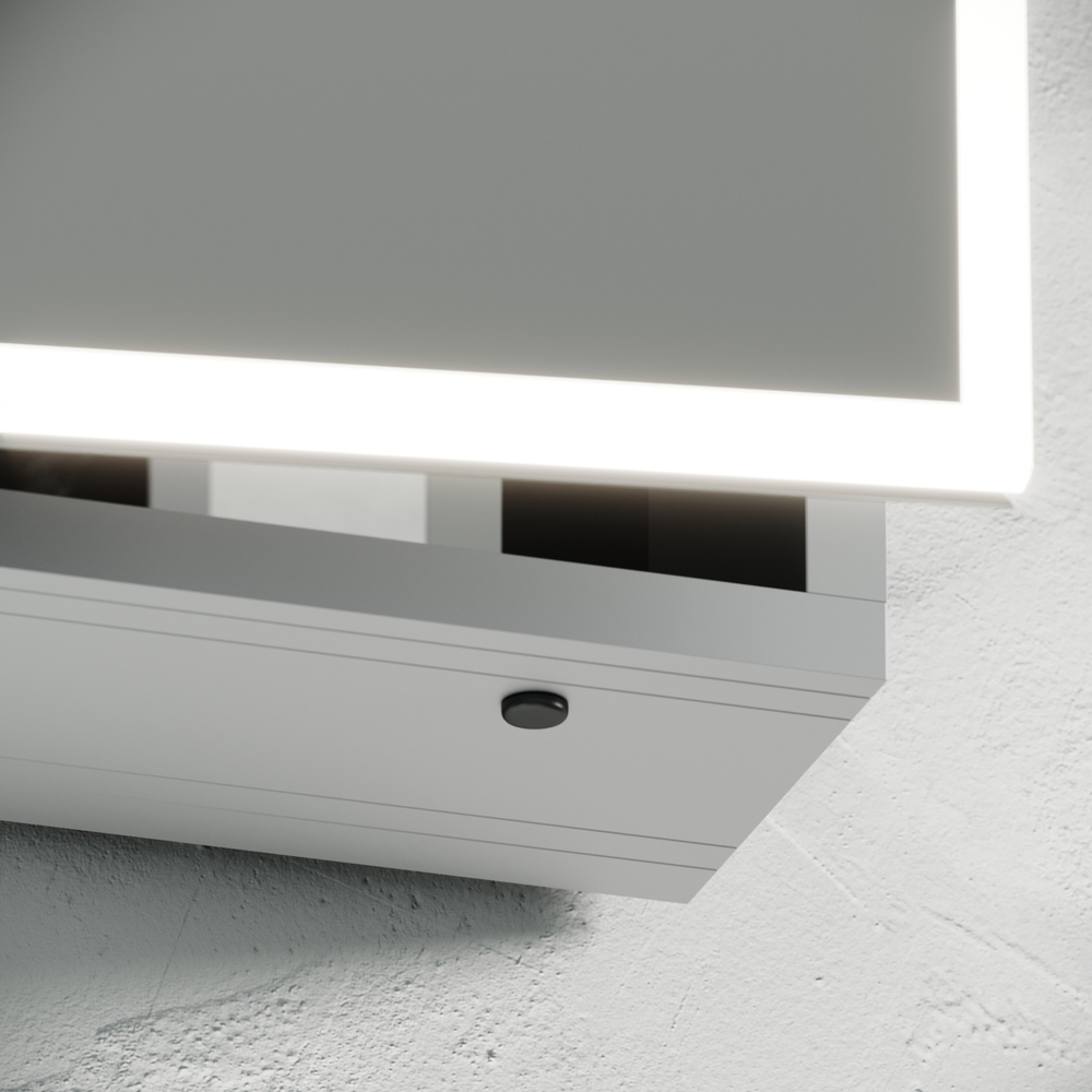 Зеркальный шкаф для ванной комнаты из алюминия Sancos Evoke 600x700х136 мм, с LED подсветкой, арт. SC8060