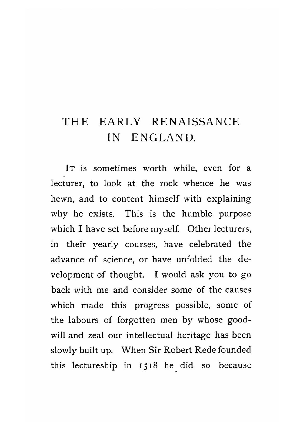 The Early Renaissance In England | Mandell Creighton