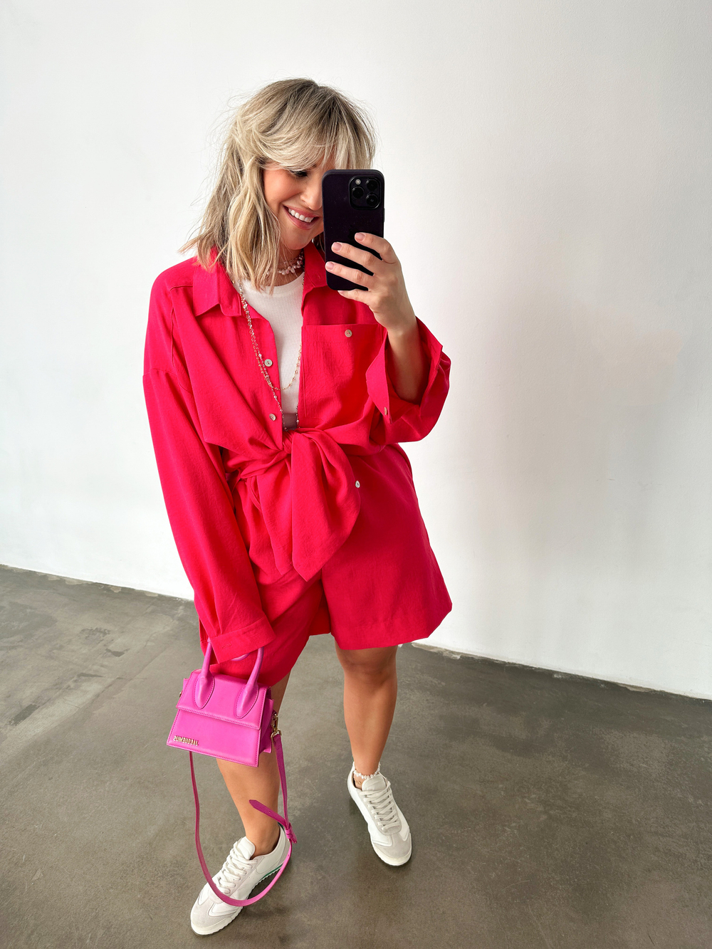 Костюм изо льна фуксия 4