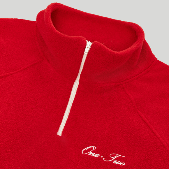 Drawstring Half-Zipped Sweatshirt Red High