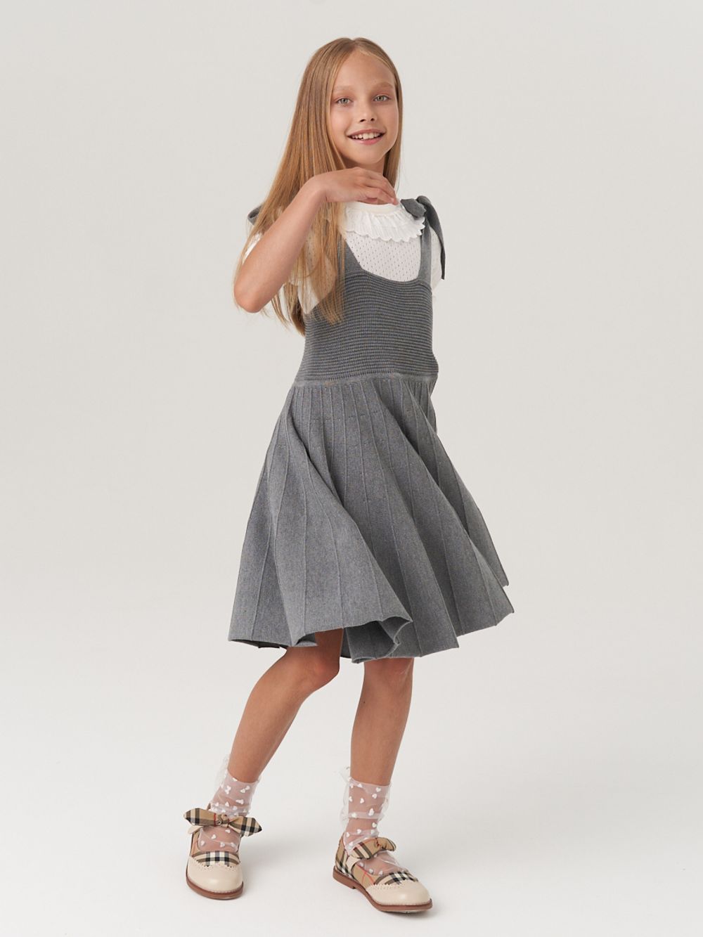 Сарафан школьный для девочки AT972-218 серый