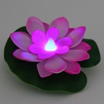 Растение водоплавающее «Кувшинка» d-10 см от контакта с водой, розовый с подсветкой (RGB)