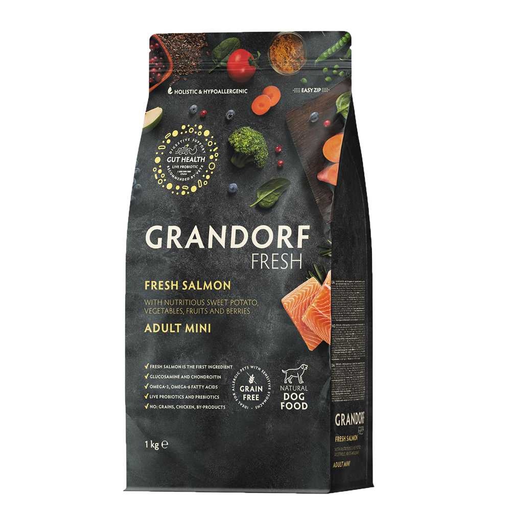 GRANDORF FRESH Mini Salmon & Potato Adult - лосось & батат для мини собак от 1 года (Биоразлагаемая упаковка)