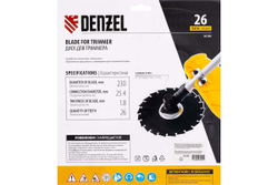 Диск для триммера c долотообразной формой зуба 230x25.4 мм, 26 зубов Denzel 96380