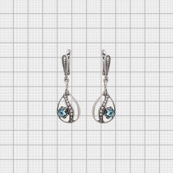 "Торфи" серьги в серебряном покрытии из коллекции "Изумрудные мечты" от Jenavi  с английским замком
