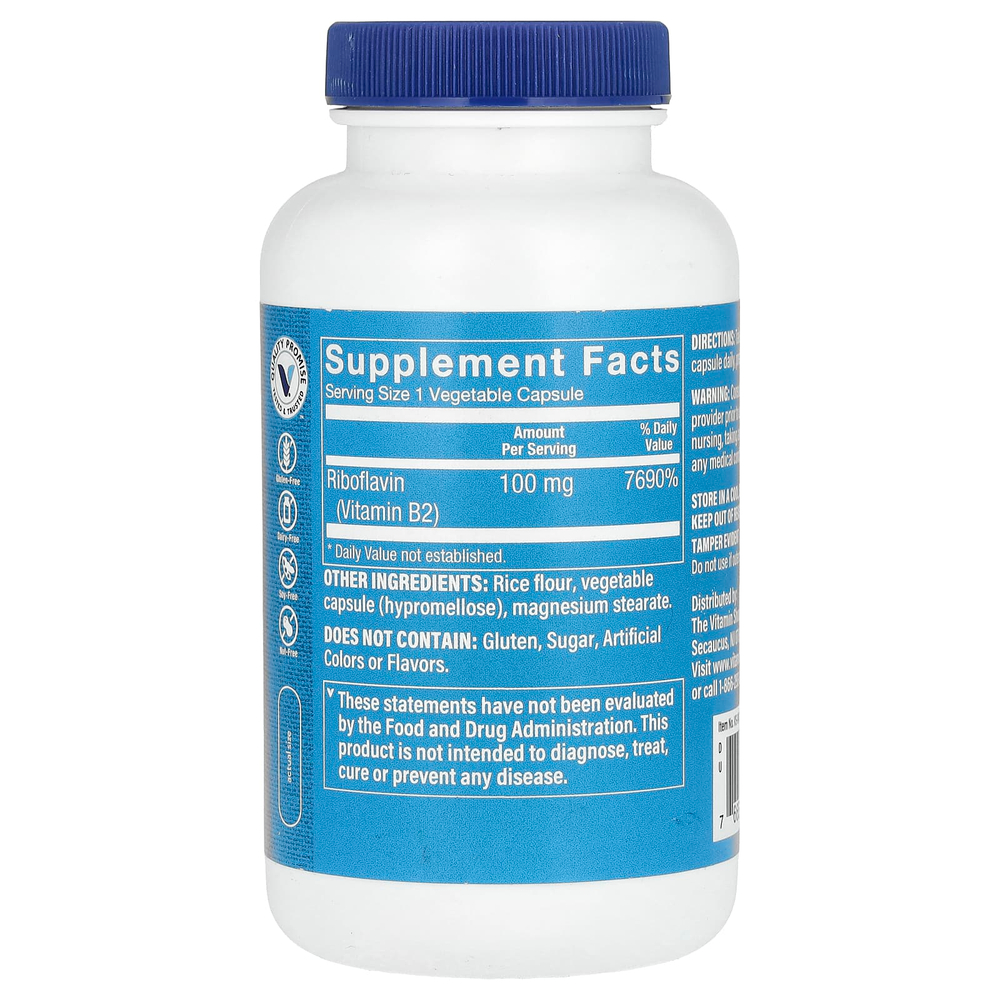 The Vitamin Shoppe, Витамин B2, рибофлавин, 100 мг, 300 растительных капсул