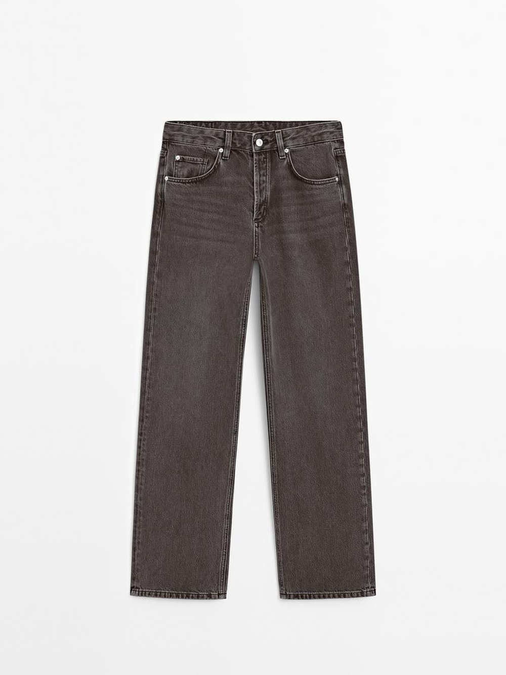 Massimo Dutti Широкие джинсы со средней посадкой, серый натуральный