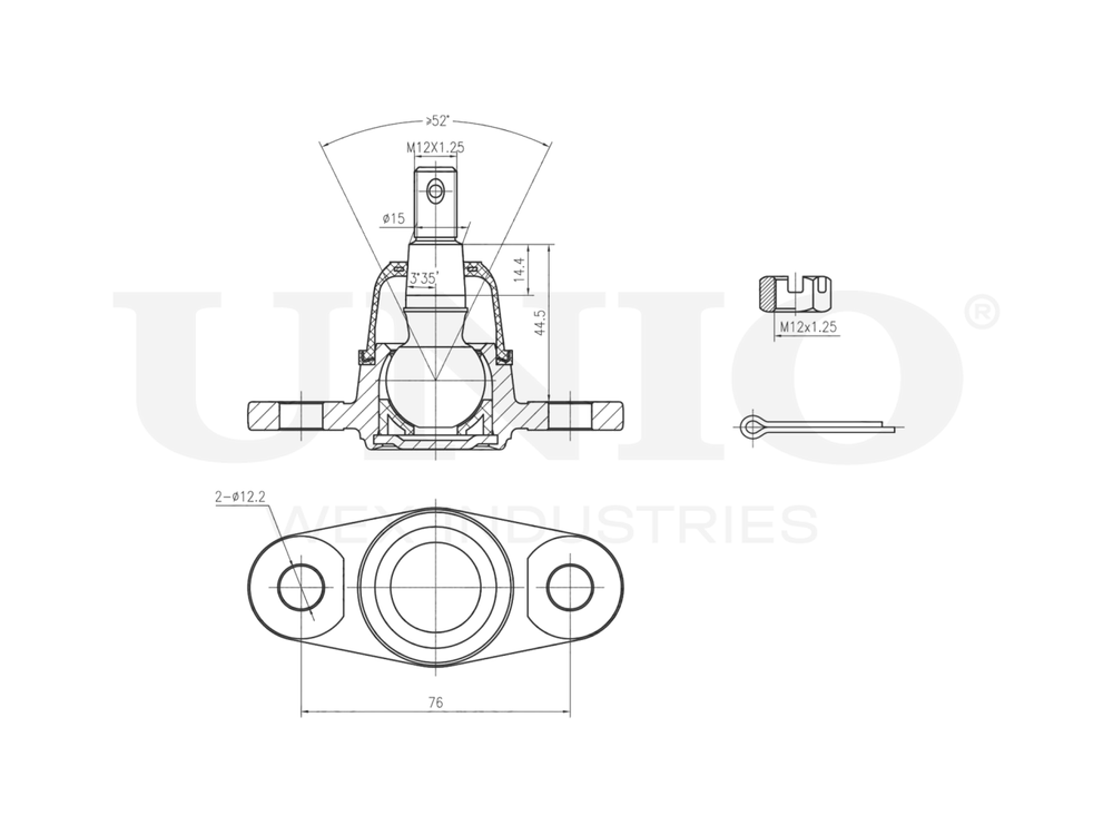 Опора шаровая передняя нижняя UNIO SSP-20058