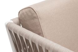 "Касабланка" диван 2-местный плетеный из роупа, каркас алюминий белый муар, роуп бежевый 20мм, ткань бежевая 035