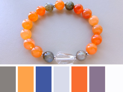 браслет из сердолика и кварца