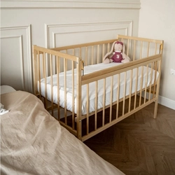 Кроватка детская Промтекс Мини ПЛК натуральный колесо