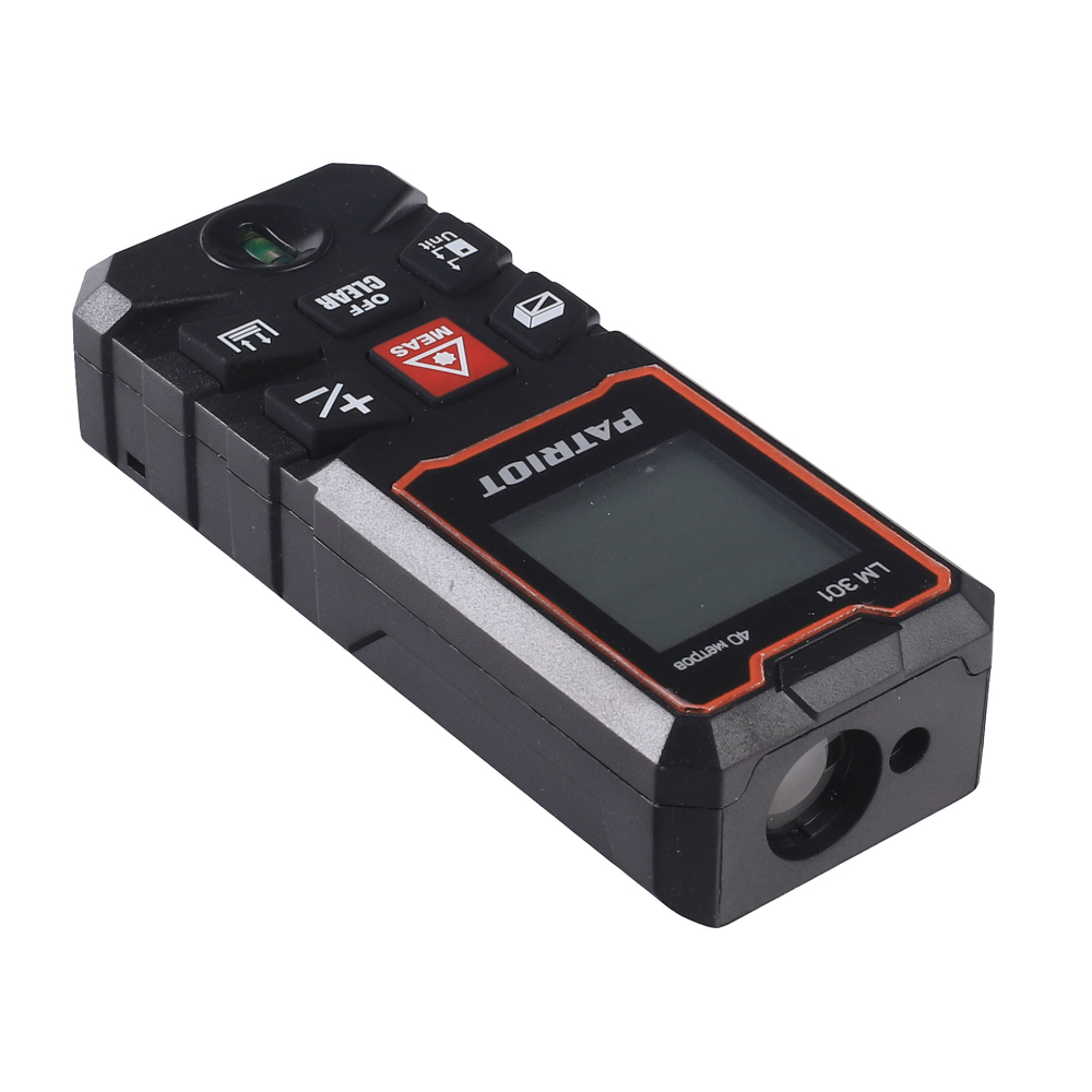 Дальномер лазерный PATRIOT LM 301, макс. дистанция 40 метров, измерение площади, объема, подсветка, память 30 изм.