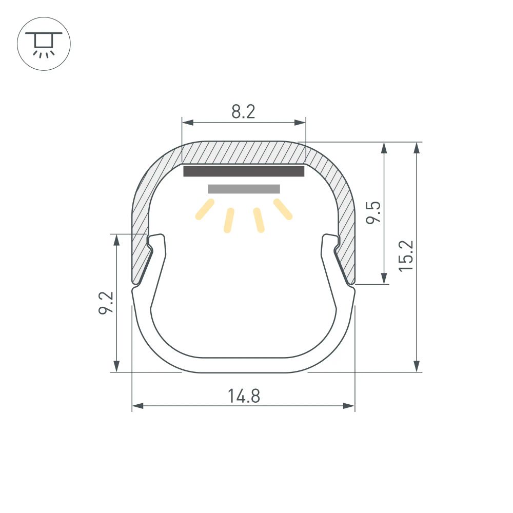 Профиль LINE-D-1515-2000 SQUARE ANOD (Arlight, Алюминий) 061083