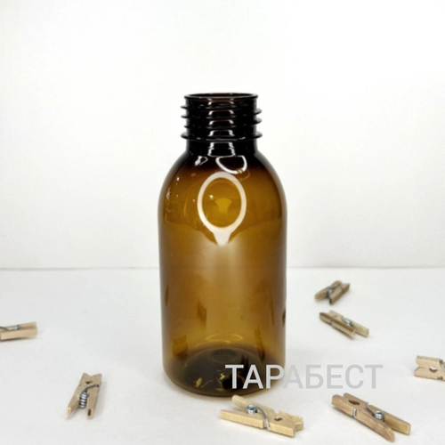 Флакон 100 мл пластик коричневый круглый 28мм