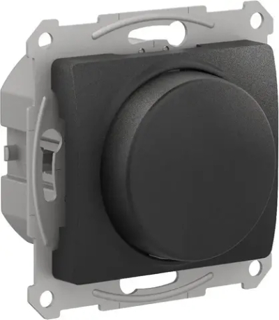 GLOSSA СВЕТОРЕГУЛЯТОР (диммер) поворотно-нажимной, LED, RC, 400Вт, механизм, АНТРАЦИТ
