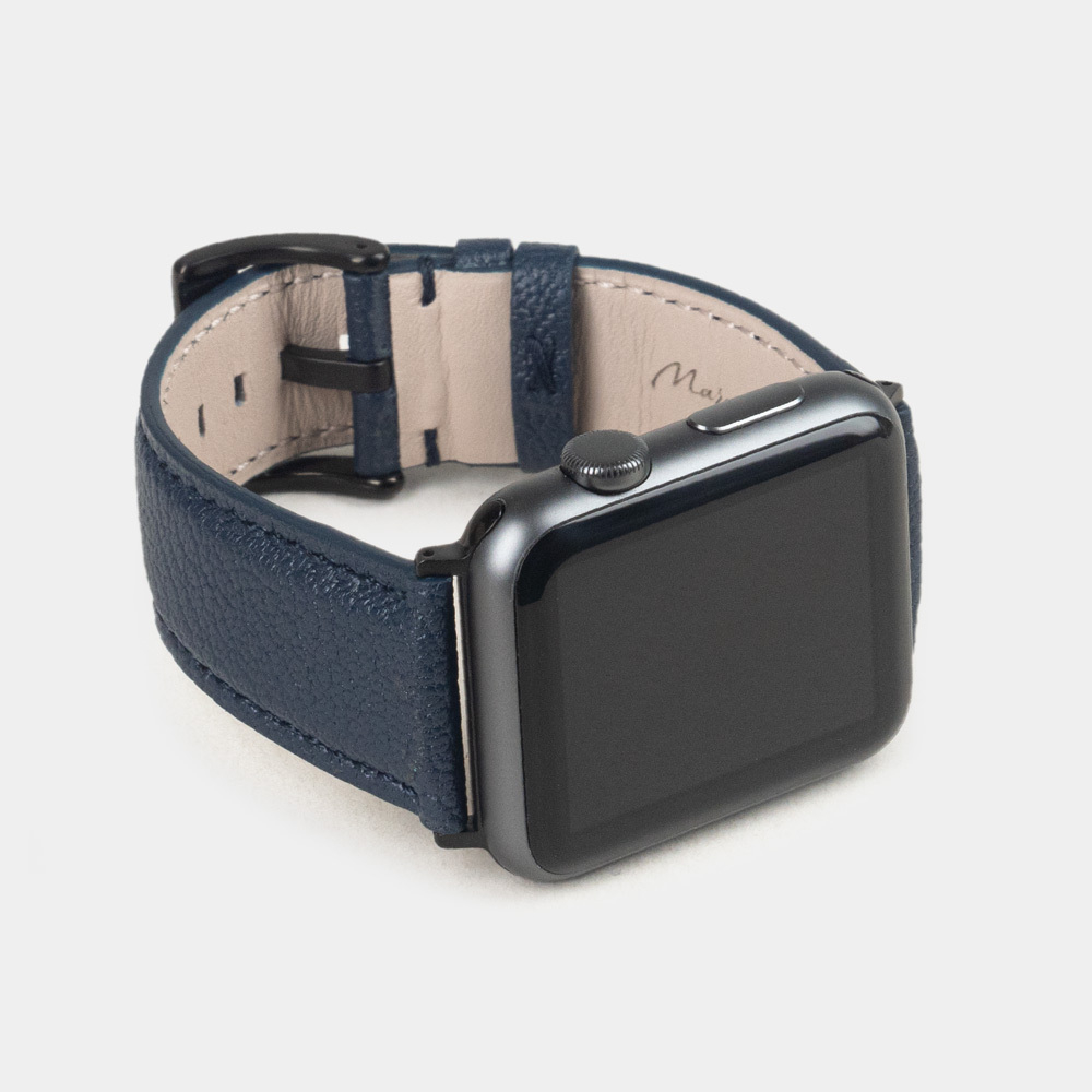 Ремешок для Apple Watch 44/45/46 mm из кожи козы, синего цвета