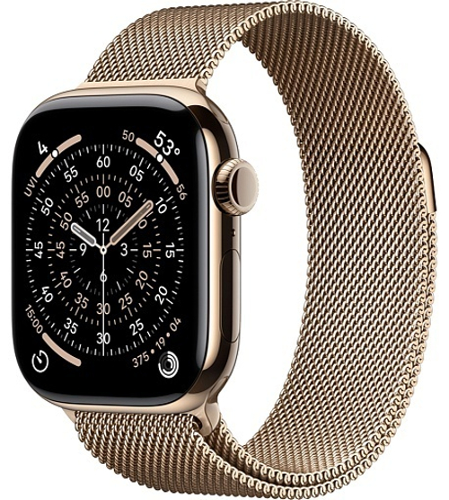 Apple Watch Series 11 42mm Gold Titanium Case with Milanese Loop Gold