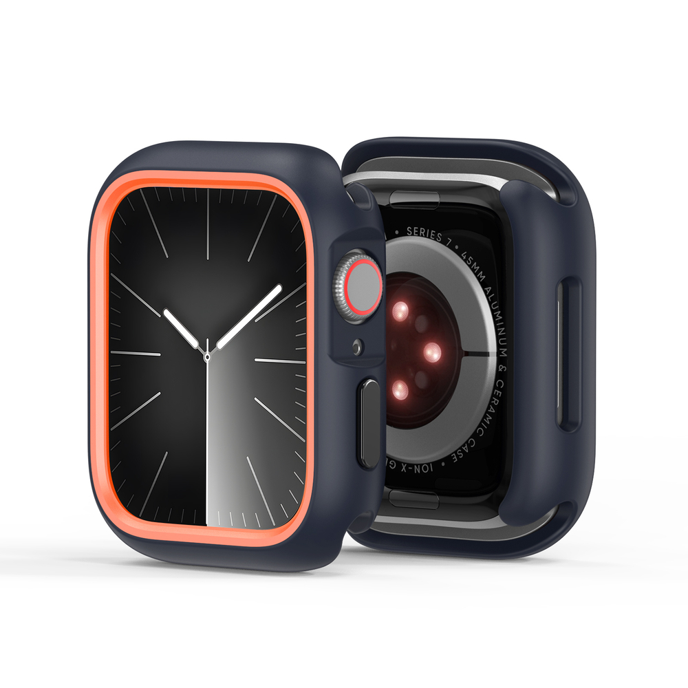 Чехол-бампер для часов Apple Watch 44мм для моделей 4, 5, 6 и SE черный с оранжевыми вставками (Midnight/Orange), от Dux Ducis, серия Bamo Series Case