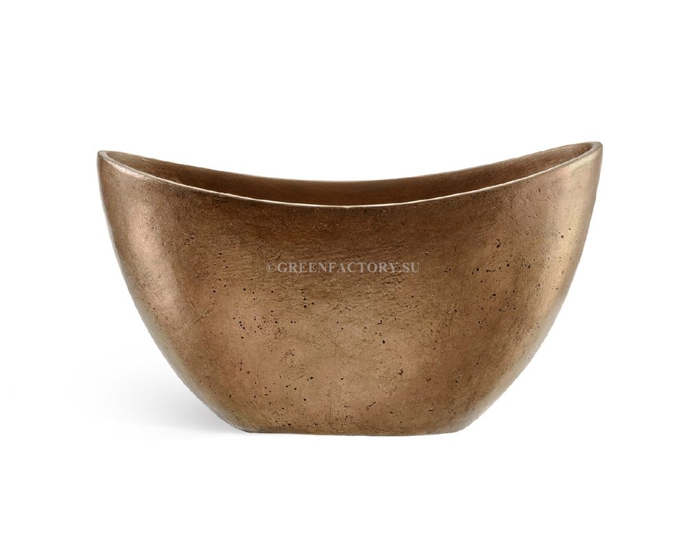 Кашпо TREEZ Effectory - Metal - Ваза-Лодка малая - Тёмное-матовое золото