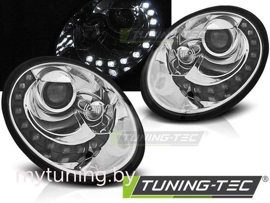 Передние фары для Volkswagen New Beetle (06-12) хромированная