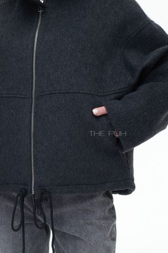 Утепленная графитовая куртка с капюшоном