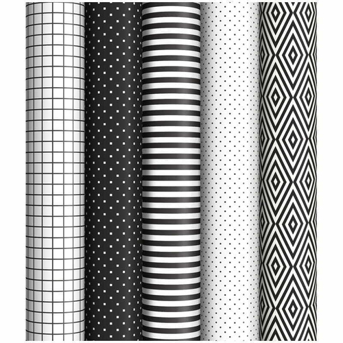 Упаковочная бумага глянц. 70*100см, ArtSpace "Black&White", 1 лист, 65г/м2, ассорти 5 дизайнов