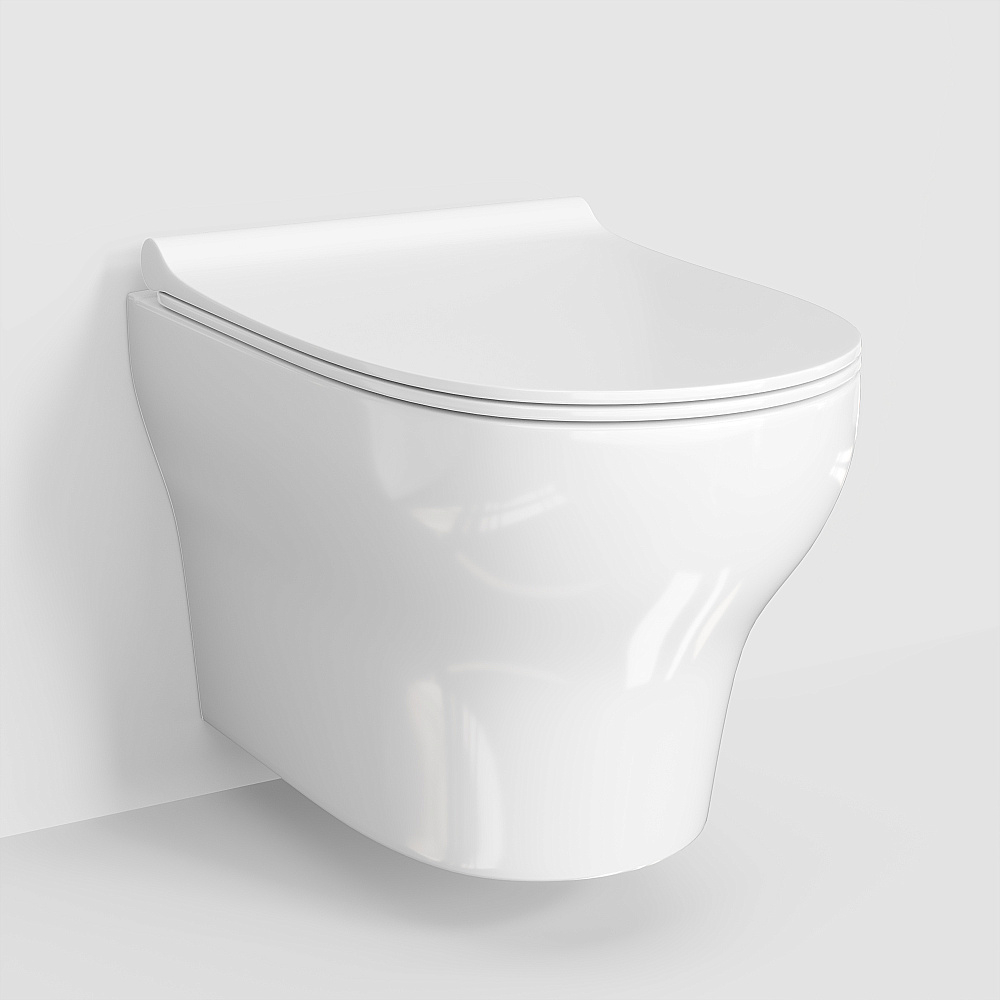 Унитаз подвесной WasserKRAFT Berkel 10TLT.010.ME.PG02.H001 безободковый, с инсталляцией Aller 10, с крышкой микролифт, белый/кнопка золото глянцевое