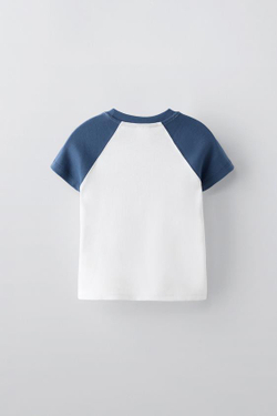 ZARA ФУТБОЛКА С НАШИВКАМИ, СИНИЙ