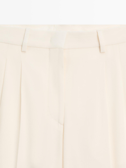 Massimo Dutti Брюки с двойными вытачками - Limited Edition, кремовый