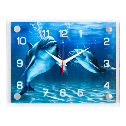 Часы 21 Век настенные 2026-888 "Дельфины под водой"