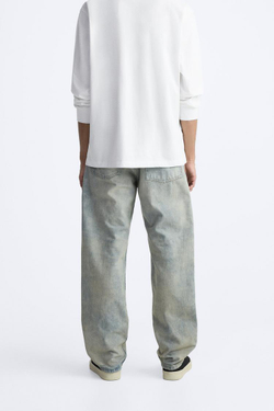 ZARA ДЖИНСЫ STRAIGHT-LEG, ЗЕЛЕНОВАТО-СИНИЙ