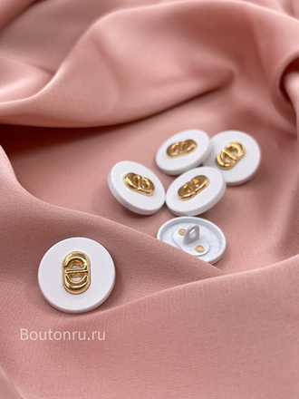 Пуговицы Ди. белые с золотом (скидка)