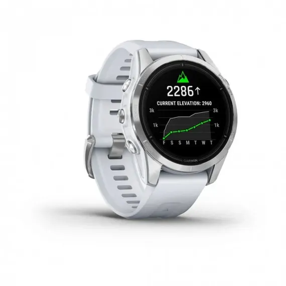 Garmin epix Pro (Gen 2) Standard Edition 42 мм, серебристый корпус, белый ремешок