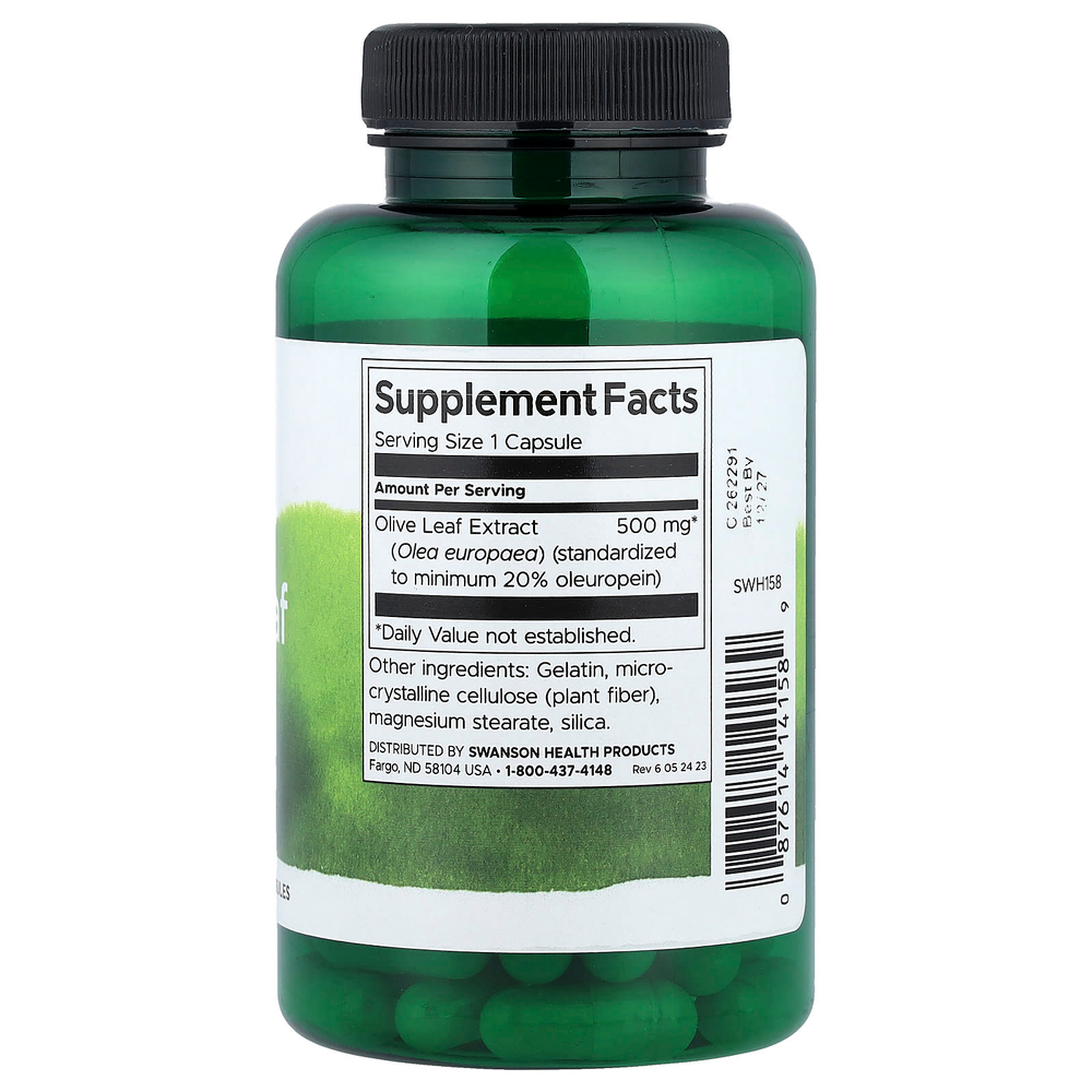 Swanson, Экстракт оливковых листьев, 500 мг, 60 капсул