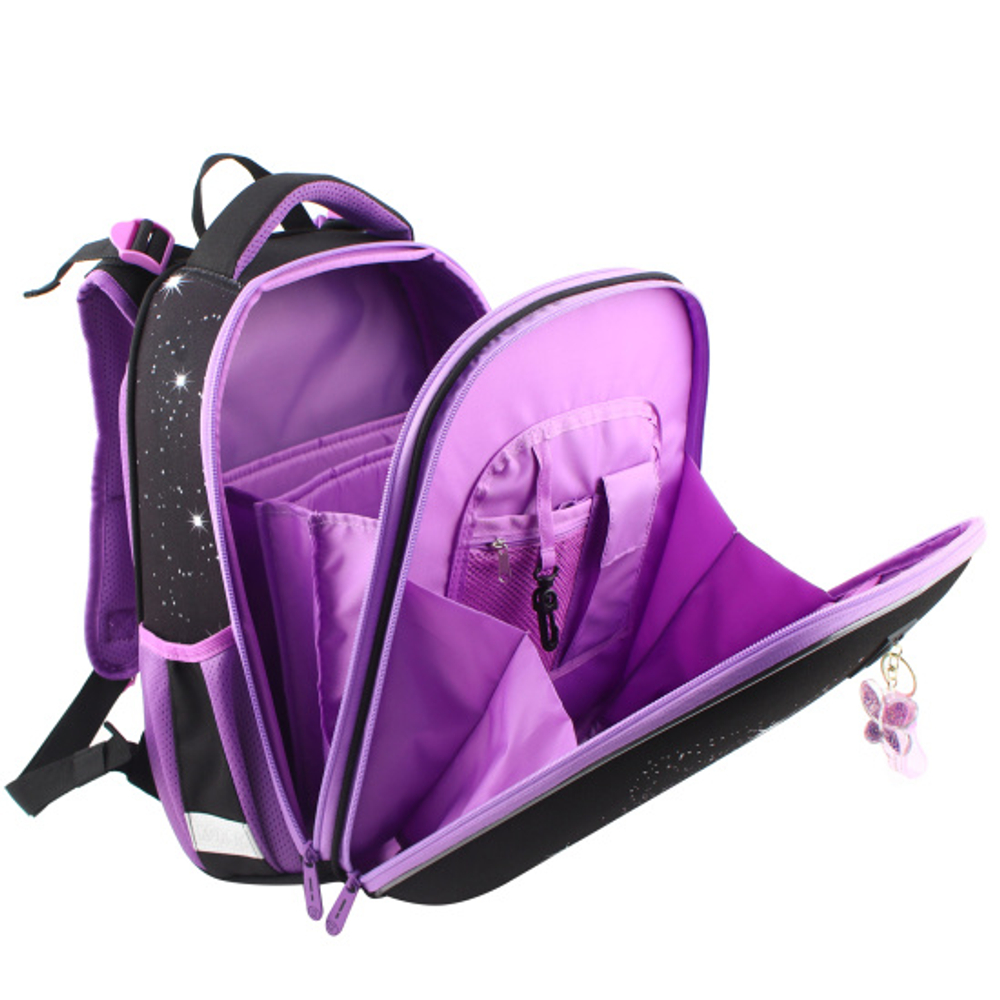 Ранец, спинка эргономичная, 2 отделения, 37*29*17 см, ERGO First, Бабочки в руке, КОКОС, 240504