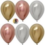 Шар (5"/13 см) Reflex, Зеркальный блеск, Ассорти Делюкс (968/970/981), хром 50 шт.