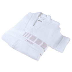 Халат женский Hamam Marine Striped белый с лавандовым Турция