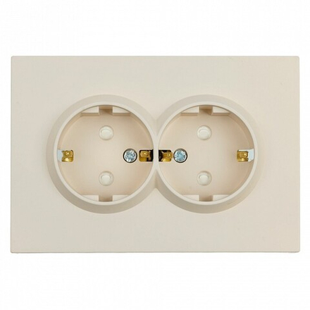 Розетка двойная с заземлением и со шторкой Stekker Эмили 49908