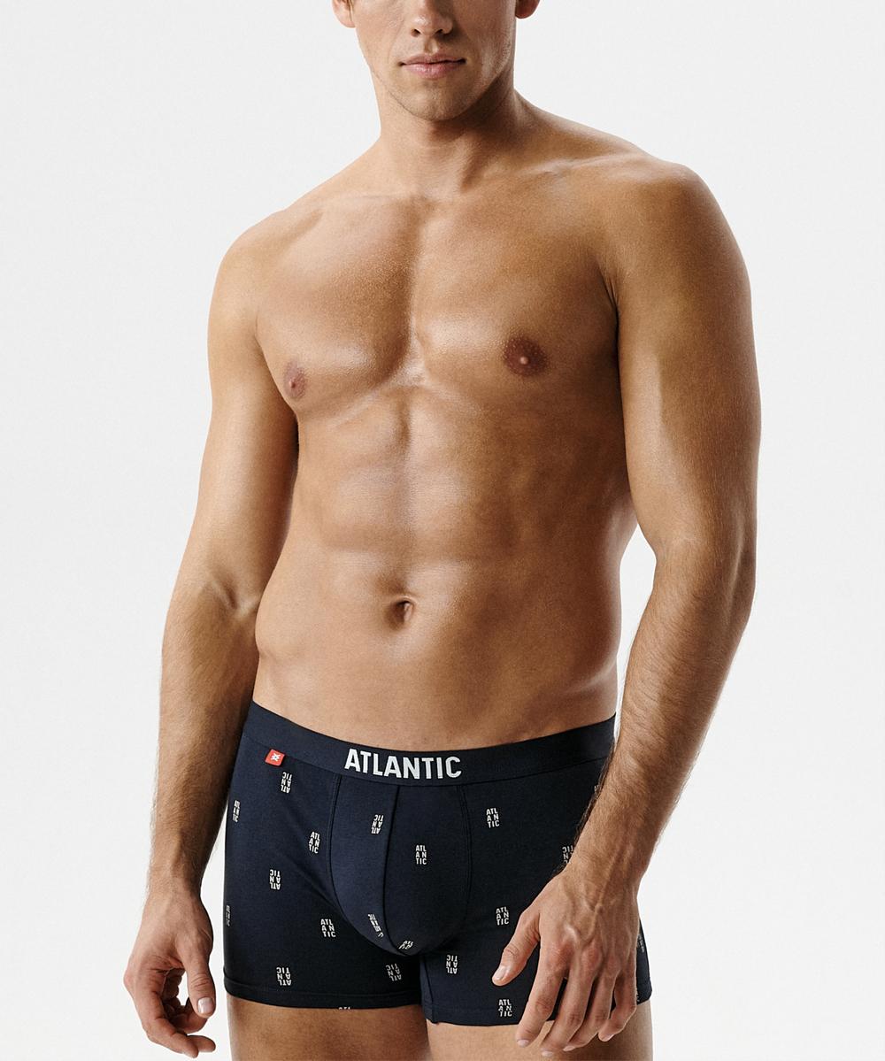 Мужские трусы шорты Atlantic, набор из 3 шт., хлопок, деним + темно-синие + темно-серые, 3MH-227