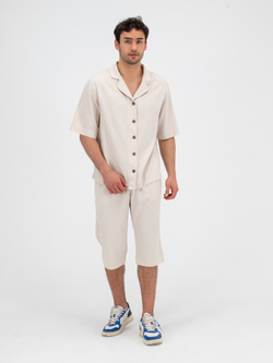 Костюм льняной с шортами. Песочный