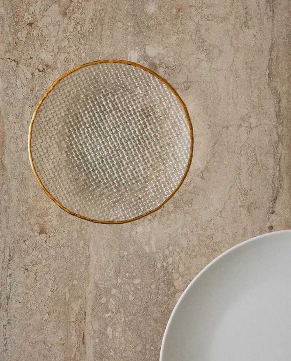 ZARA HOME ДЕСЕРТНАЯ ТАРЕЛКА С ЗОЛОТЫМ ОБОДКОМ, ЗОЛОТОЙ