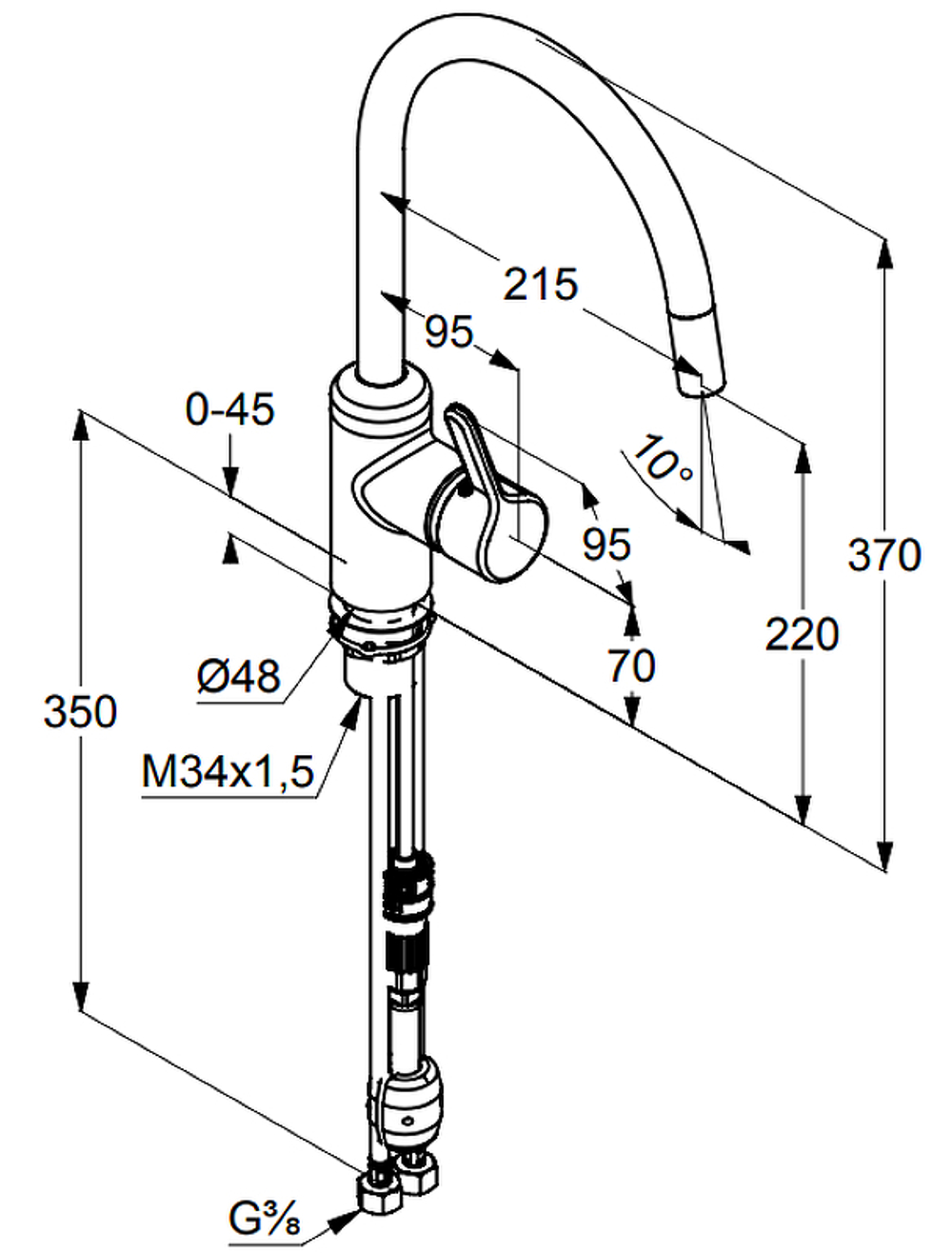 Смеситель для кухонной мойки KLUDI BINGO STAR выдвижной излив, хром (428510578)