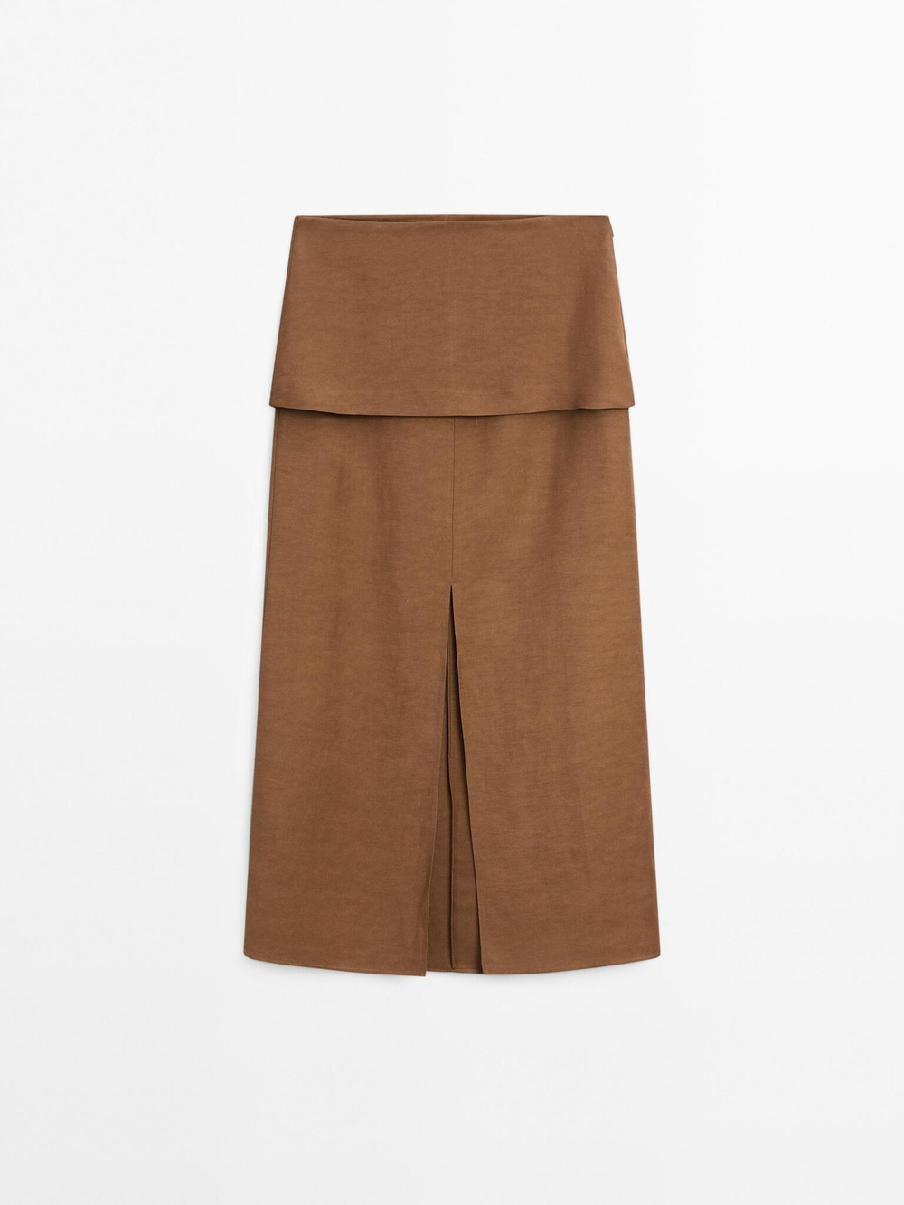 Massimo Dutti Короткая юбка из струящейся ткани с корсетным поясом, горчичный