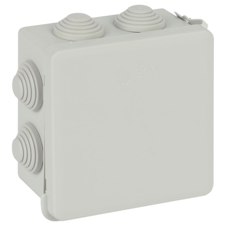 Распаячная коробка ЭРА KOR-100-100-55-7gv-MP серая 100х100х55мм с гермовводами 7 входов прямой монтаж IP55