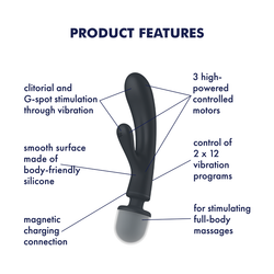 Вибратор-ванд 2 в 1 Satisfyer Triple Lover, серый