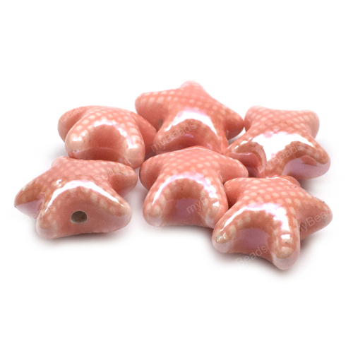 Керамические бусины "Морская звезда" 20 мм, розовые