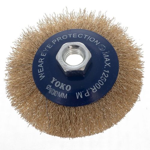 Щетка коническая 100 мм/М14 для УШМ, проволока витая латунированная Yoko