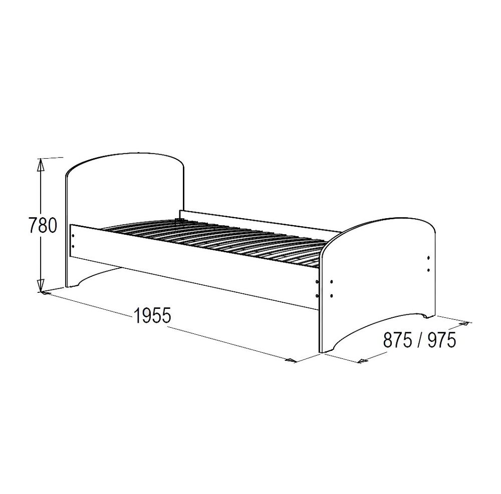 Кровать "Фант-4" 900х1900 (млечный дуб), ЛДСП, Фант-мебель, г. Волжск
