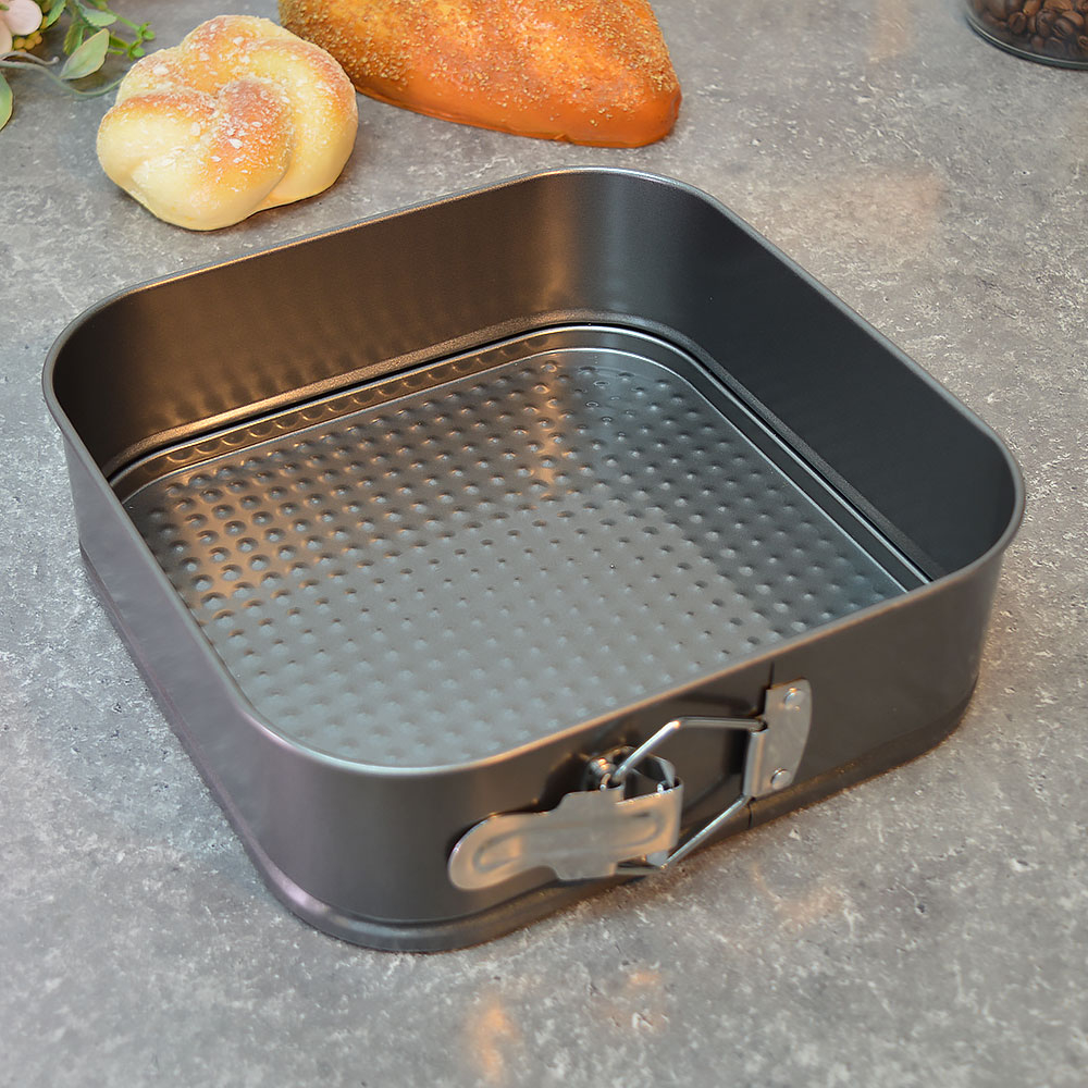 Форма для выпечки 22*6,5см разъемная (квадрат), цвет серый