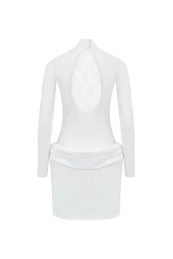 Кружевное мини-платье белое